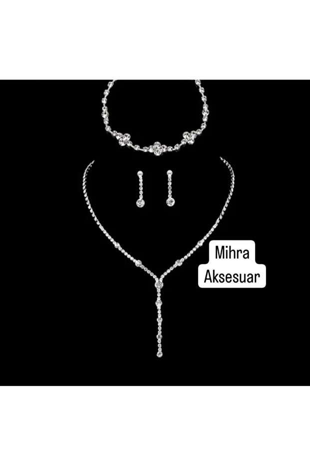Mihra Aksesuar طقم ثلاثي من عقد وأقراط وسوار