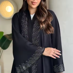 المرأة المسلمة دبي عباية فاخرة الإصلاح حجر الراين الديكور كيمونو سترة فستان طويل متواضع قفطان رداء فام الملابس الإسلامية
